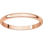 2mm Half Round Light Wedding Band Stackable Ring - 14k Gold (Y, W, or R), Palladium, Platinum, Sterling Silver