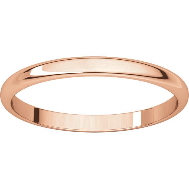 2mm Half Round Light Wedding Band Stackable Ring - 14k Gold (Y, W, or R), Palladium, Platinum, Sterling Silver