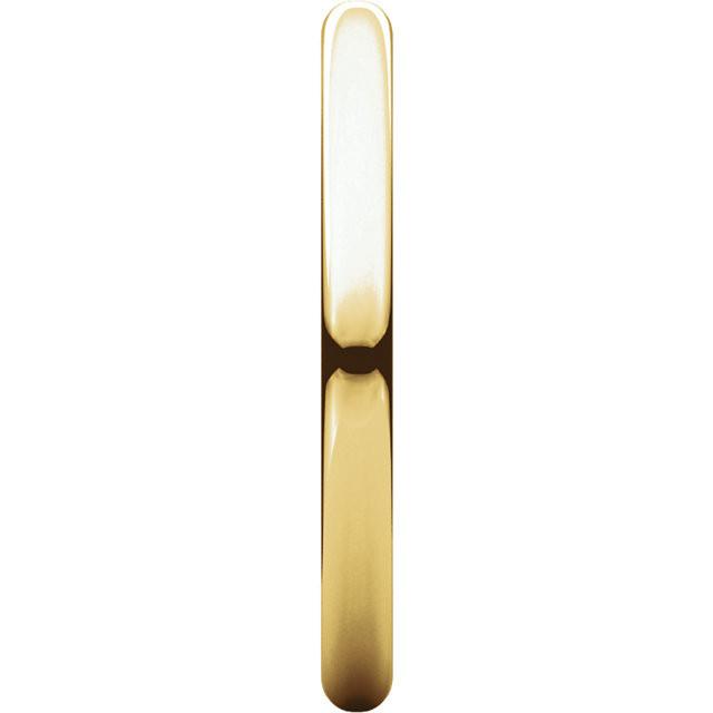 2mm Half Round Light Wedding Band Stackable Ring - 14k Gold (Y, W, or R), Palladium, Platinum, Sterling Silver