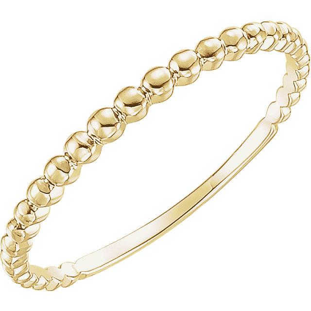Beaded Stackable Ring - 14k Gold (Y W or R) 14k Yellow Gold / Please indicate in notes during checkout (US size 4-9
