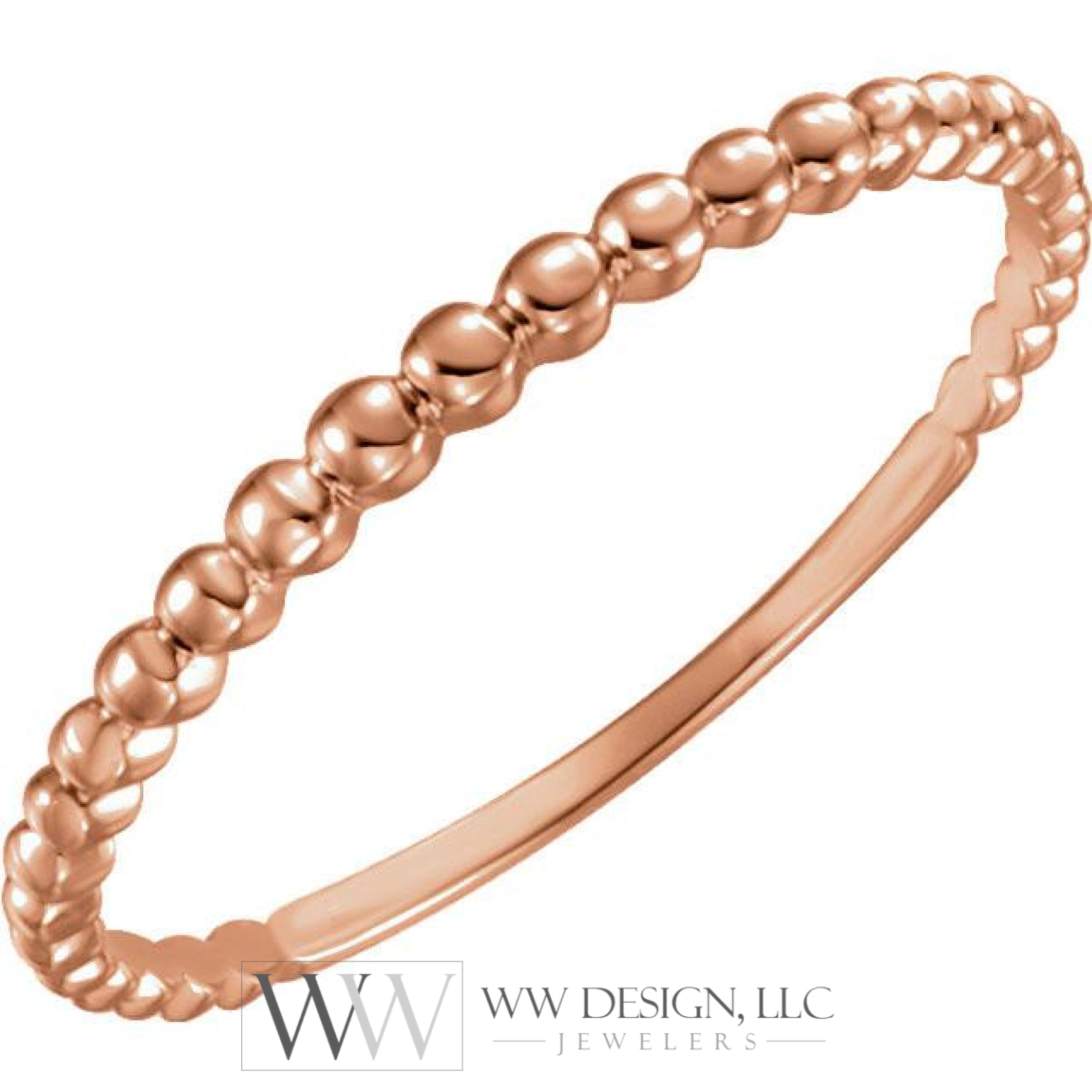 Beaded Stackable Ring - 14k Gold (Y W or R) 14k Rose Gold / Please indicate in notes during checkout (US size 4-9