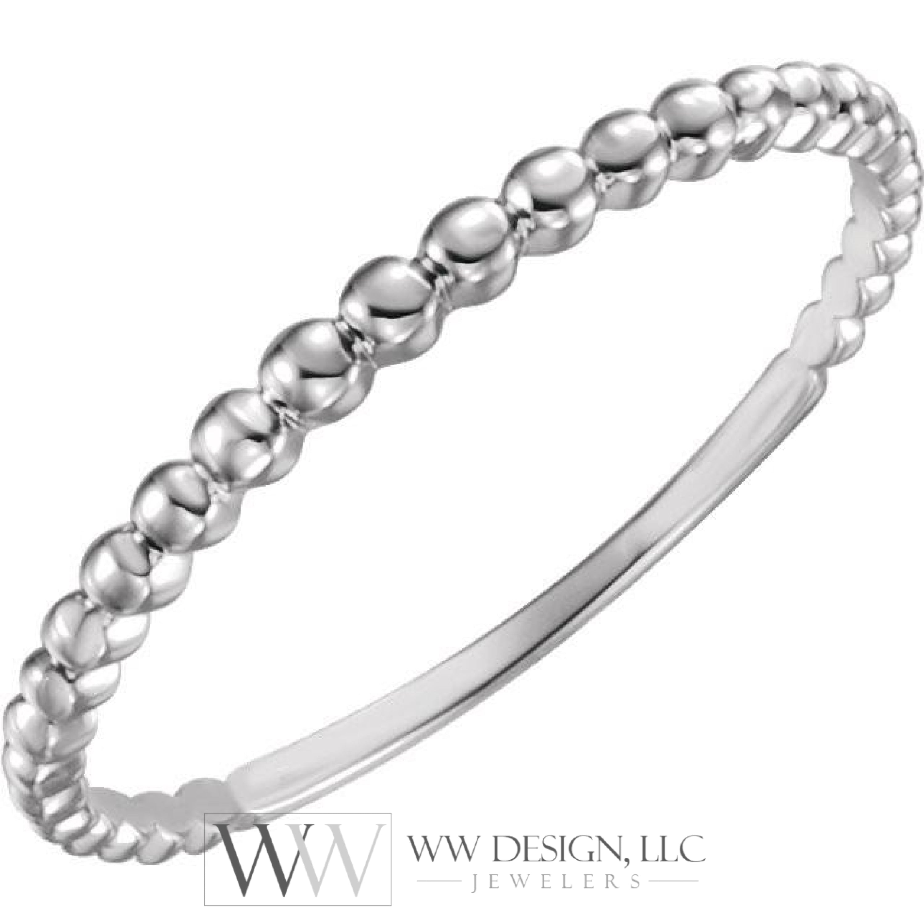 Beaded Stackable Ring - 14k Gold (Y W or R) 14k White Gold / Please indicate in notes during checkout (US size 4-9