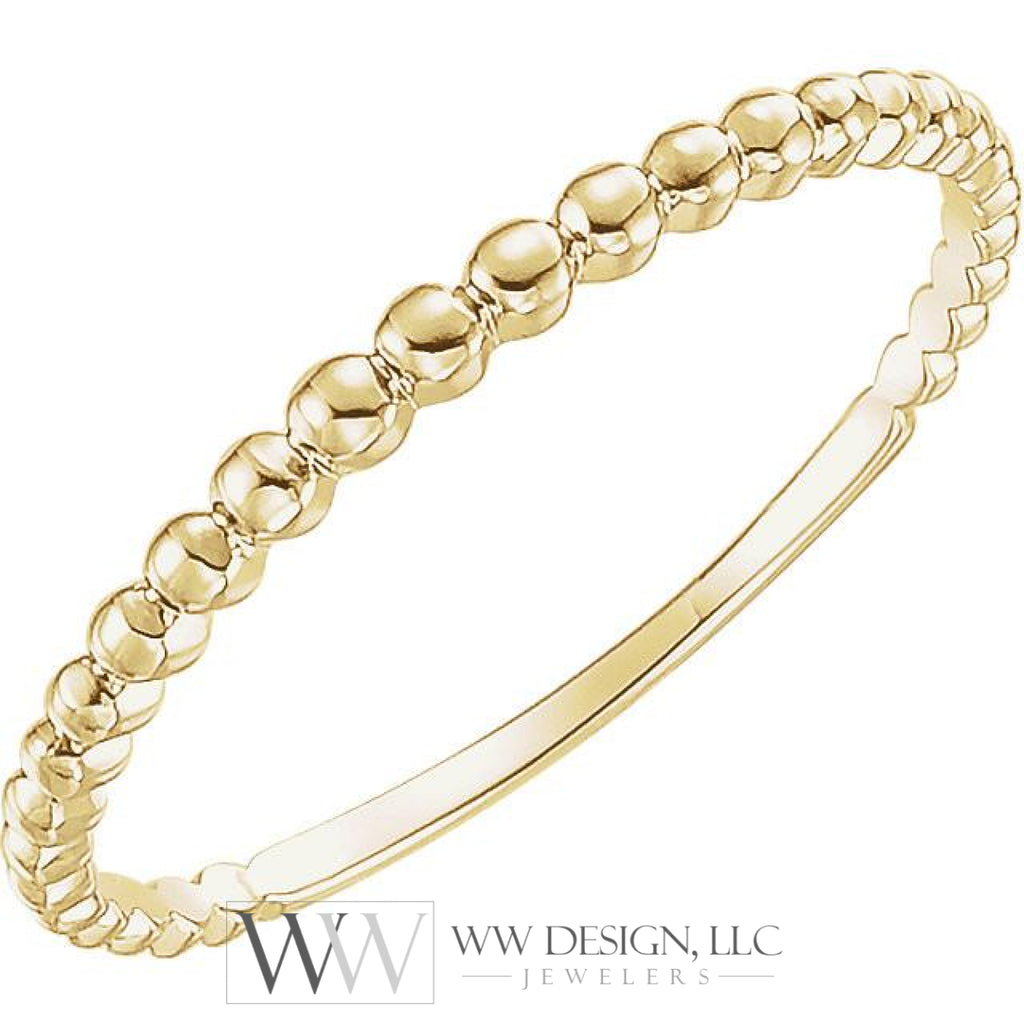Beaded Stackable Ring - 14k Gold (Y W or R) 14k Yellow Gold / Please indicate in notes during checkout (US size 4-9