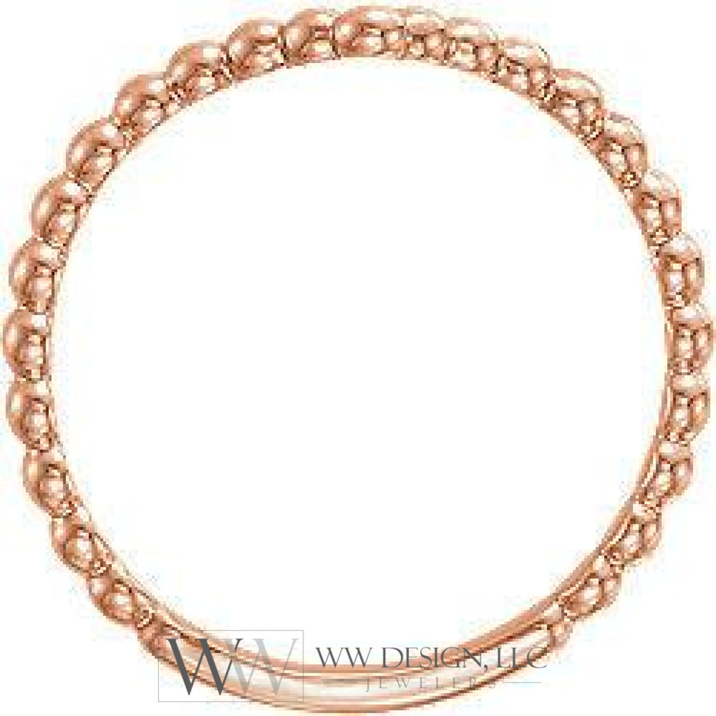 Beaded "V" Ring - Sterling Silver, 14k Gold (Y, W or R), Platinum