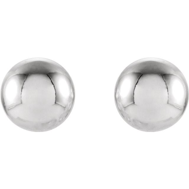 4mm Ball Earrings with Bright Finish - 14K Gold (Yellow or White)