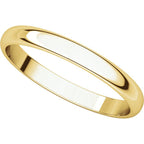2.5mm Half Round Light Wedding Band Stackable Ring - 14k Gold (Y, W, or R), Palladium, Platinum, Sterling Silver