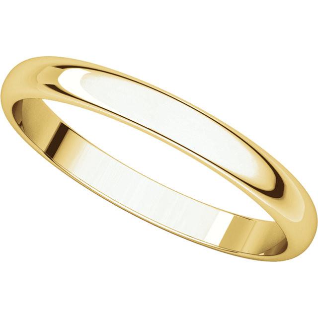 2.5mm Half Round Light Wedding Band Stackable Ring - 14k Gold (Y, W, or R), Palladium, Platinum, Sterling Silver