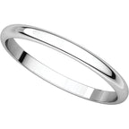 2mm Half Round Light Wedding Band Stackable Ring - 14k Gold (Y, W, or R), Palladium, Platinum, Sterling Silver