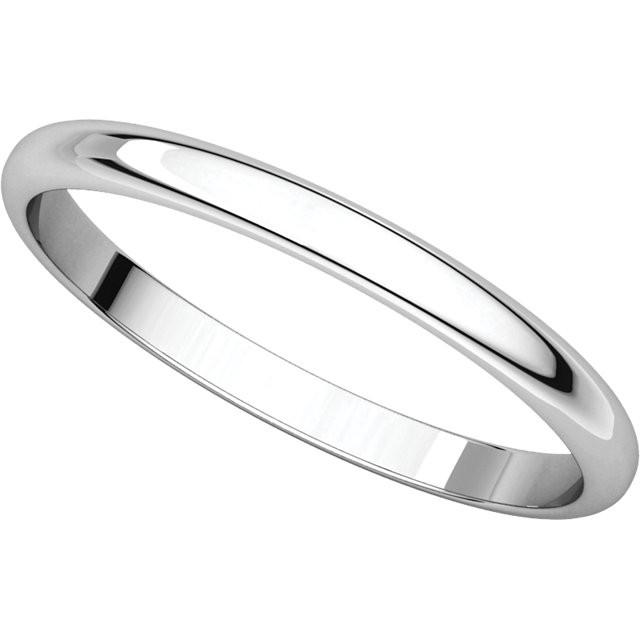 2mm Half Round Light Wedding Band Stackable Ring - 14k Gold (Y, W, or R), Palladium, Platinum, Sterling Silver