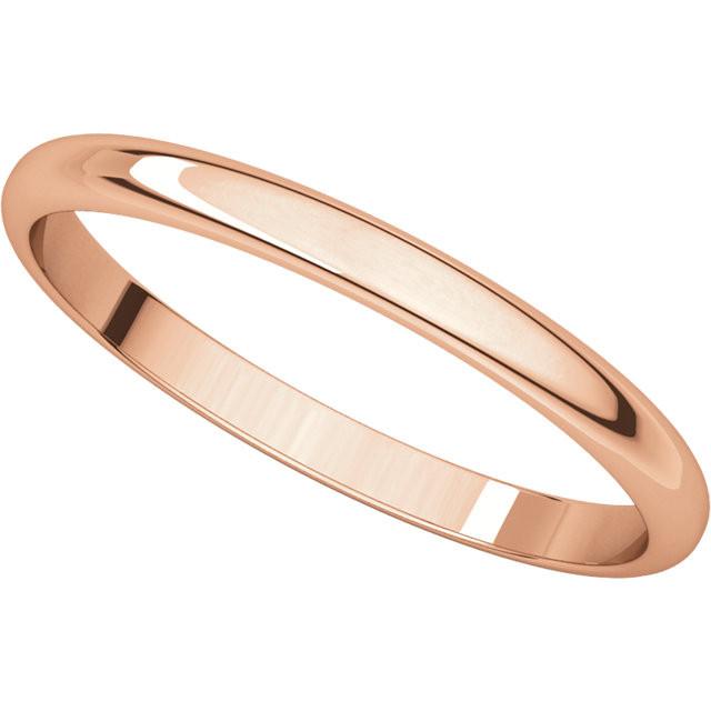 2mm Half Round Light Wedding Band Stackable Ring - 14k Gold (Y, W, or R), Palladium, Platinum, Sterling Silver