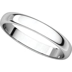 3mm Half Round Light Wedding Band Stackable Ring - 14k Gold (Y, W, or R), Palladium, Platinum, Sterling Silver