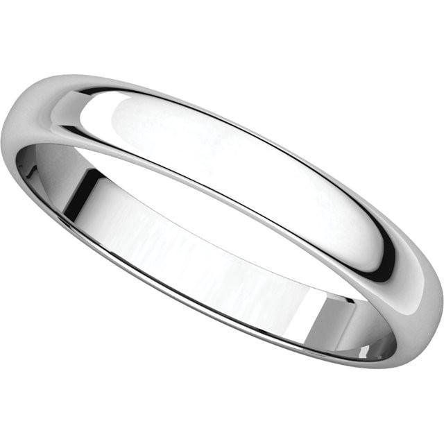 3mm Half Round Light Wedding Band Stackable Ring - 14k Gold (Y, W, or R), Palladium, Platinum, Sterling Silver