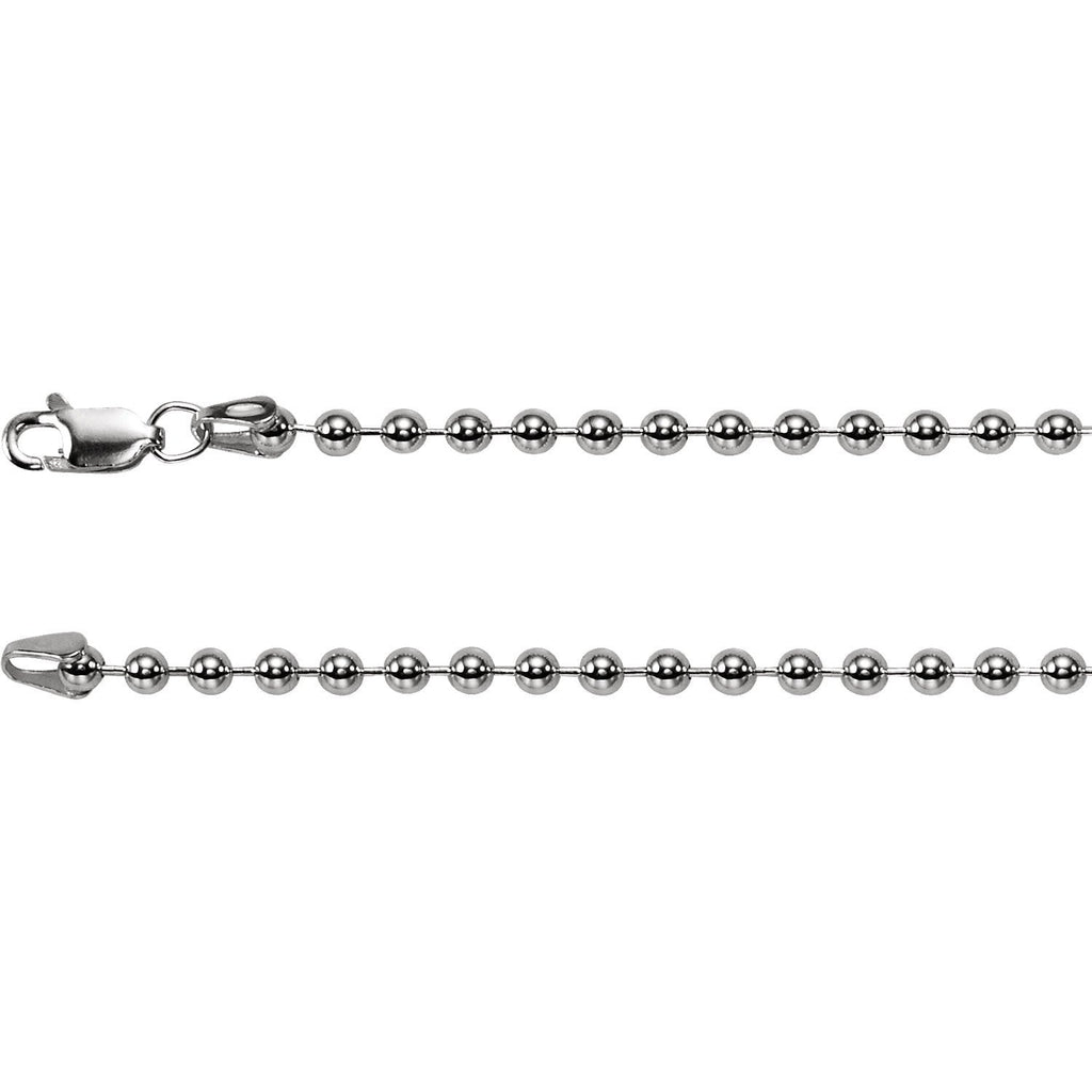 3mm Hollow Bead 7" Chain Bracelet - Sterling Silver