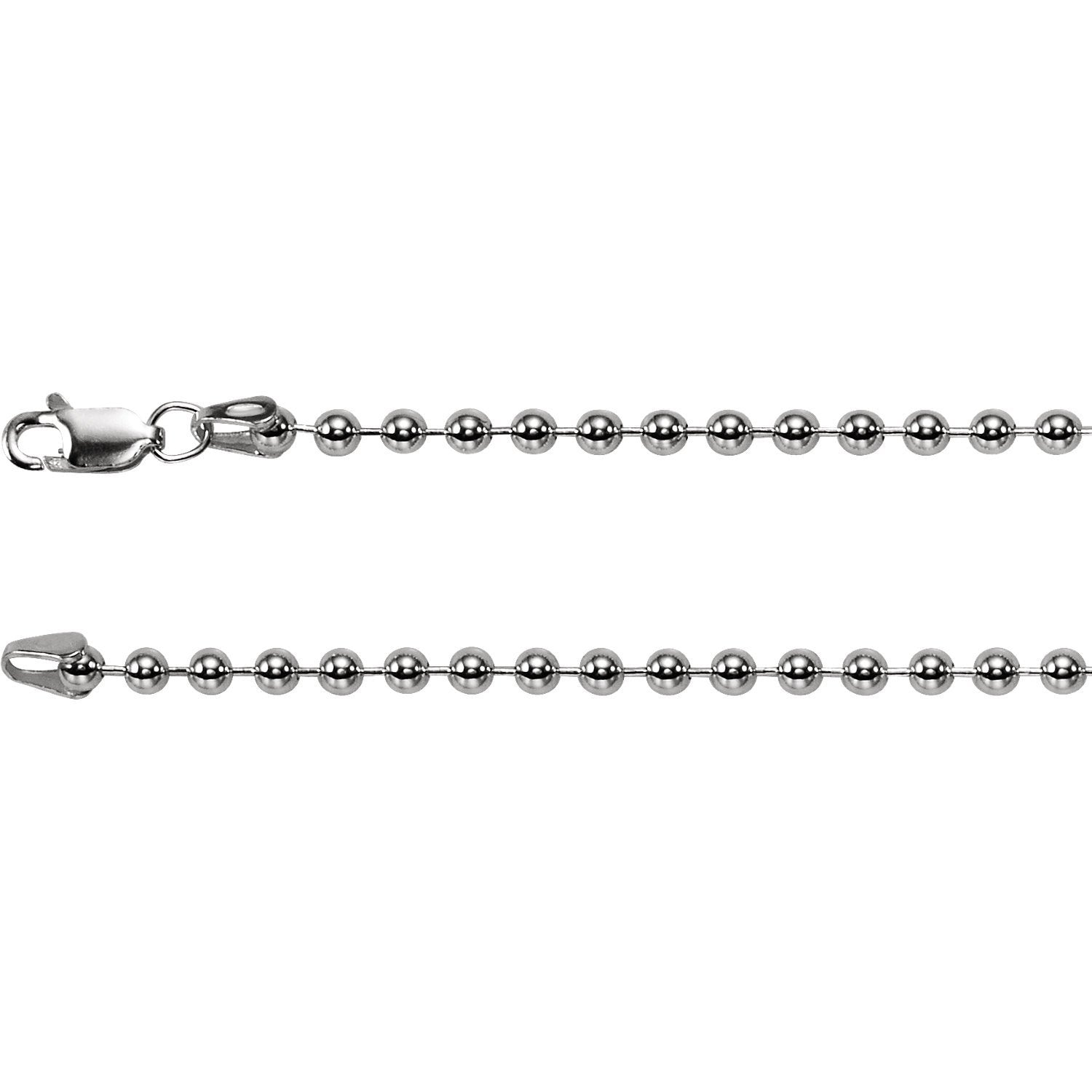 3mm Hollow Bead 7" Chain Bracelet - Sterling Silver