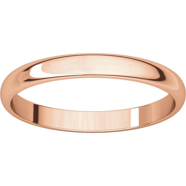 2.5mm Half Round Light Wedding Band Stackable Ring - 14k Gold (Y, W, or R), Palladium, Platinum, Sterling Silver