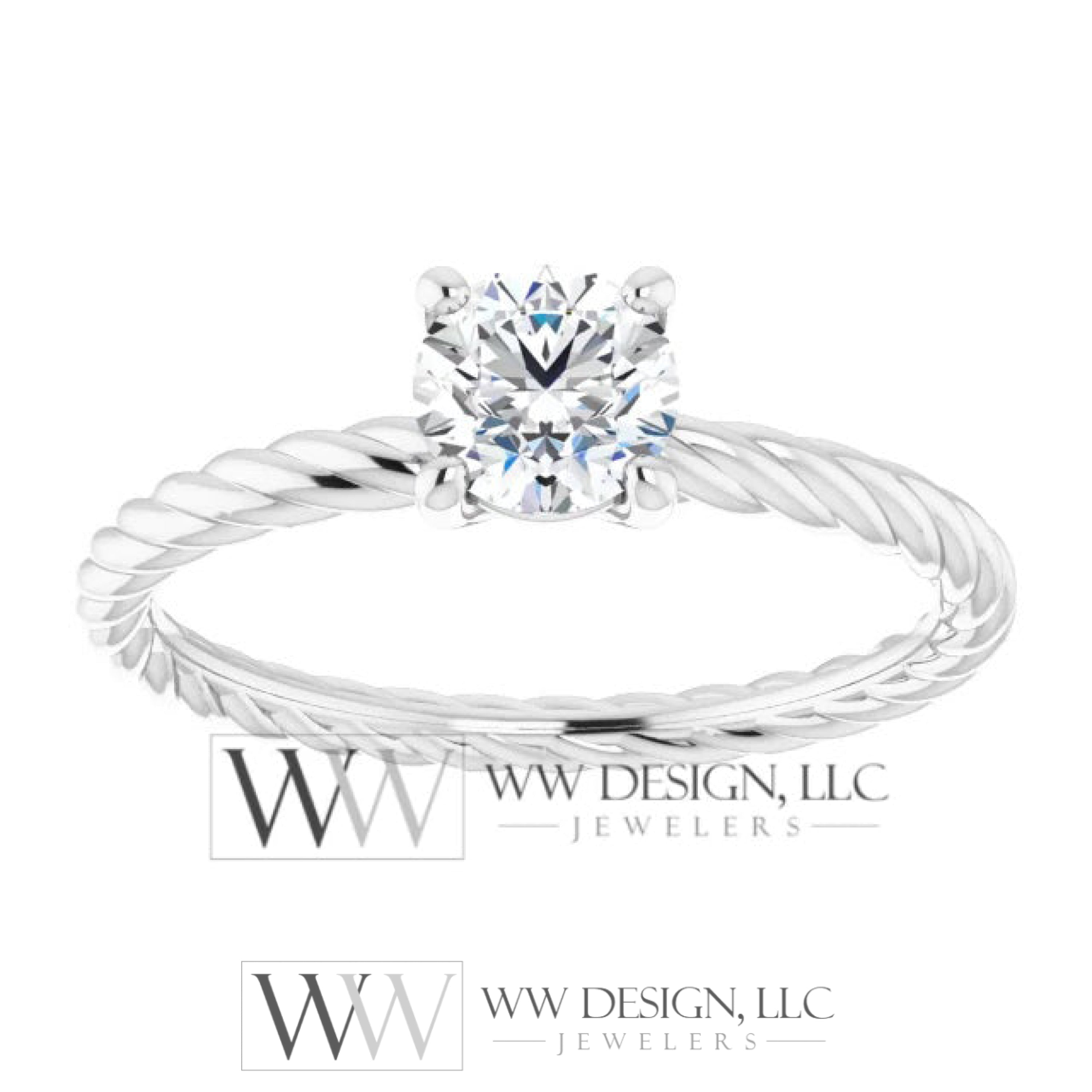  DIAMOND Engagement Ring Genuine F-H VS 0.5ct 5.2mm 14k Gold (Y, W, R) 18k Gold, Platinum Round Diamond Solitaire Engagement Promise Ring