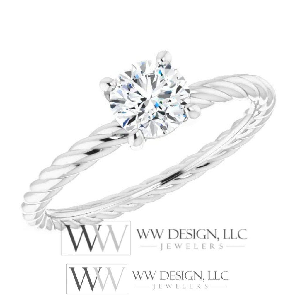  DIAMOND Engagement Ring Genuine F-H VS 0.5ct 5.2mm 14k Gold (Y, W, R) 18k Gold, Platinum Round Diamond Solitaire Engagement Promise Ring