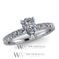 DIAMOND Engagement Ring Genuine Pear F-H VS 0.33 ct (0.69 ctw) 6x4mm 14k Gold (Y, W, R), 18k Gold, Platinum w Pave Diamond Band Promise Ring