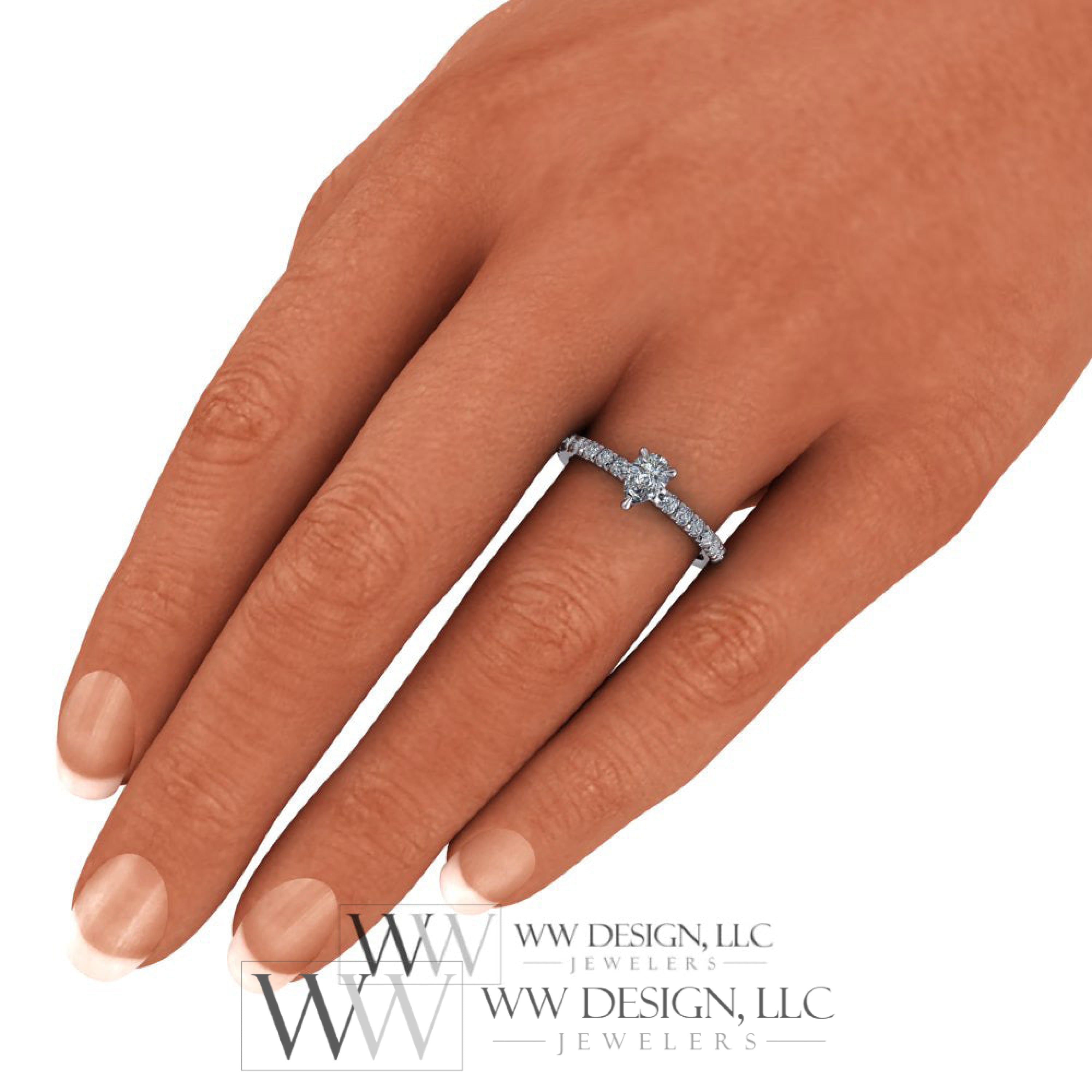 DIAMOND Engagement Ring Genuine Pear F-H VS 0.33 ct (0.69 ctw) 6x4mm 14k Gold (Y, W, R), 18k Gold, Platinum w Pave Diamond Band Promise Ring