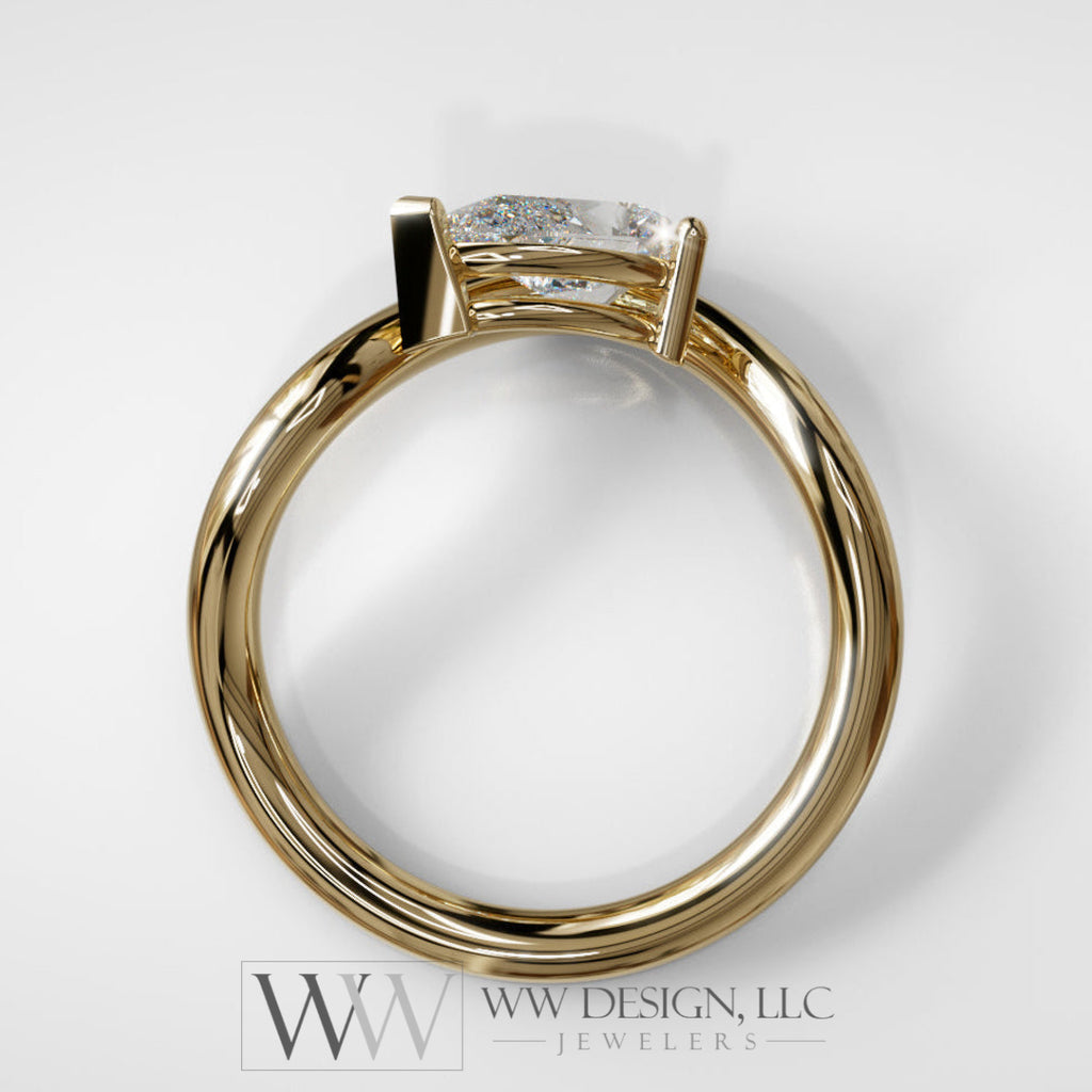 Diamond Wave Ring - 14k Gold (Yellow White or Rose) Platinum - Natural Diamond or Lab Diamond Rings