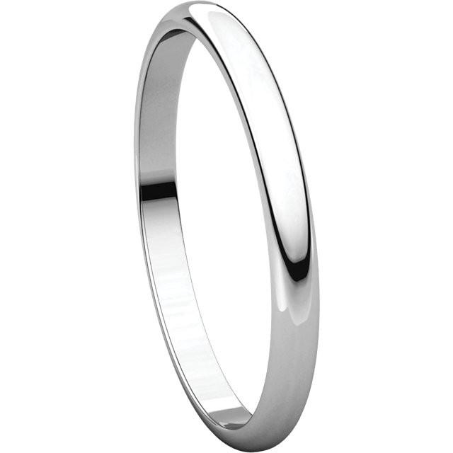 2mm Half Round Light Wedding Band Stackable Ring - 14k Gold (Y, W, or R), Palladium, Platinum, Sterling Silver