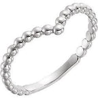 Beaded "V" Ring - Sterling Silver, 14k Gold (Y, W or R), Platinum