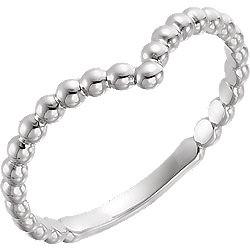 Beaded "V" Ring - Sterling Silver, 14k Gold (Y, W or R), Platinum