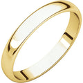 3mm Half Round Light Wedding Band Stackable Ring - 14k Gold (Y, W, or R), Palladium, Platinum, Sterling Silver