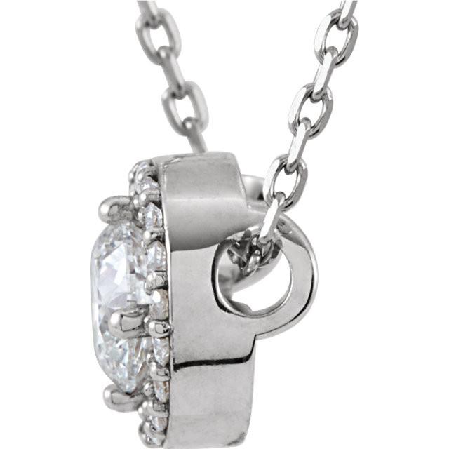 4mm Round Forever Classic™ Moissanite & .04 CTW Diamond Necklace  16" - 14k Gold (Y, W or R), or Platinum, Sterling Silver