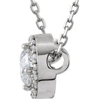 4mm Round Forever Classic™ Moissanite & .04 CTW Diamond Necklace  16" - 14k Gold (Y, W or R), or Platinum, Sterling Silver