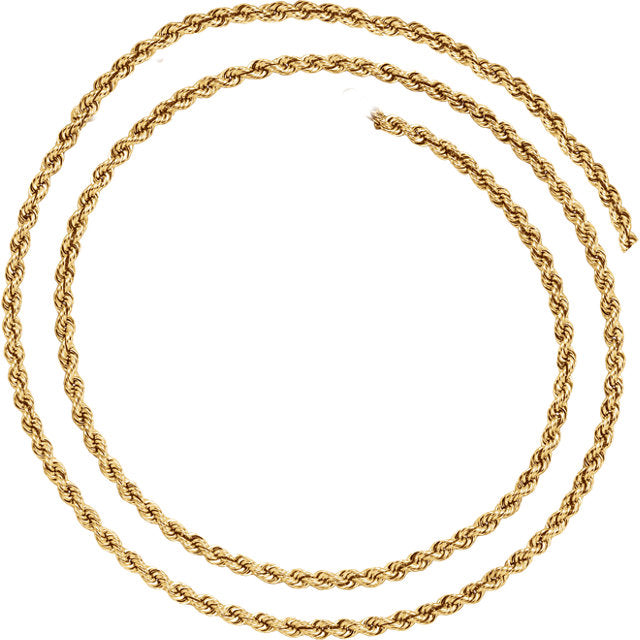3 mm Rope Chain - 14k Gold (Yellow or White) - WW Design, LLC