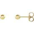 3mm Ball Earrings with Bright Finish - 14K Gold (Yellow or White)