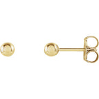 3mm Ball Earrings with Bright Finish - 14K Gold (Yellow or White)