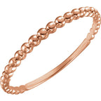Beaded Stackable Ring - 14k Gold (Y W or R) 14k Rose Gold / Please indicate in notes during checkout (US size 4-9