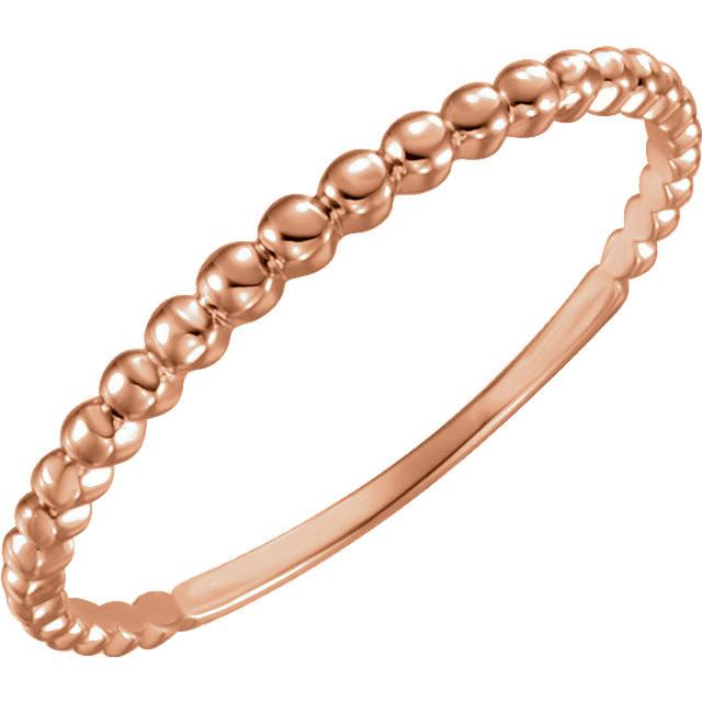 Beaded Stackable Ring - 14k Gold (Y W or R) 14k Rose Gold / Please indicate in notes during checkout (US size 4-9