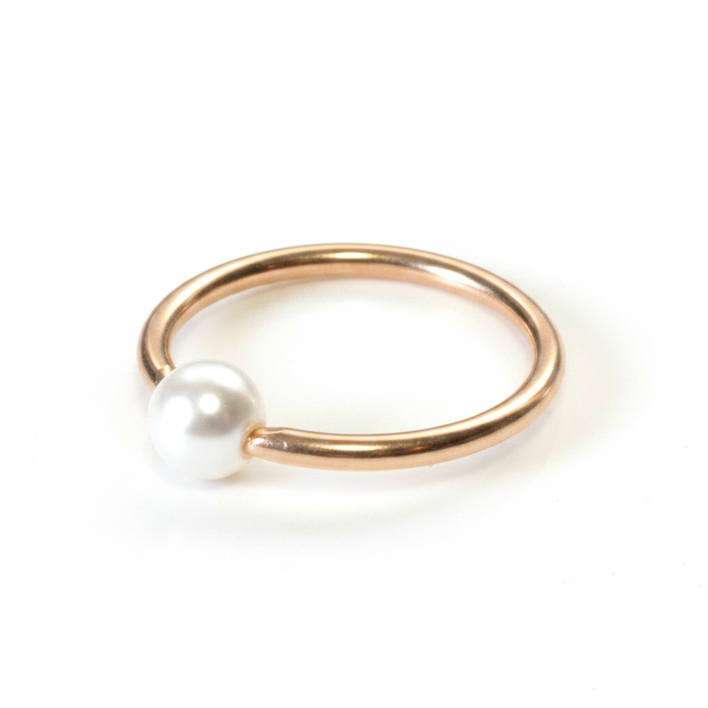 Captive Bead Ring CBR w/ Swarovski S Pearl - 16 ga Hoop - 14k Gold or Platinum