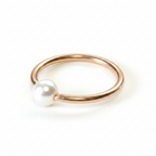 Captive Bead Ring CBR w/ Swarovski S Pearl - 16 ga Hoop - 14k Gold or Platinum
