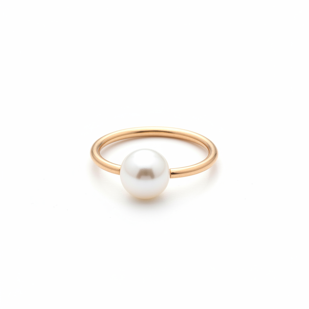Captive Bead Ring CBR w/ Swarovski Crystal Pearl - 14 ga Hoop - 14k Gold or Platinum