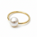 6mm White Pearl Captive Bead Ring CBR - 14 ga Hoop - 14k Gold or Platinum