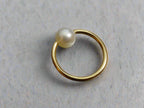 6Mm White Pearl Captive Bead Ring - 16 Ga Hoop Variety 14K Gold (Y W Or R) Sterling Silver Platinum