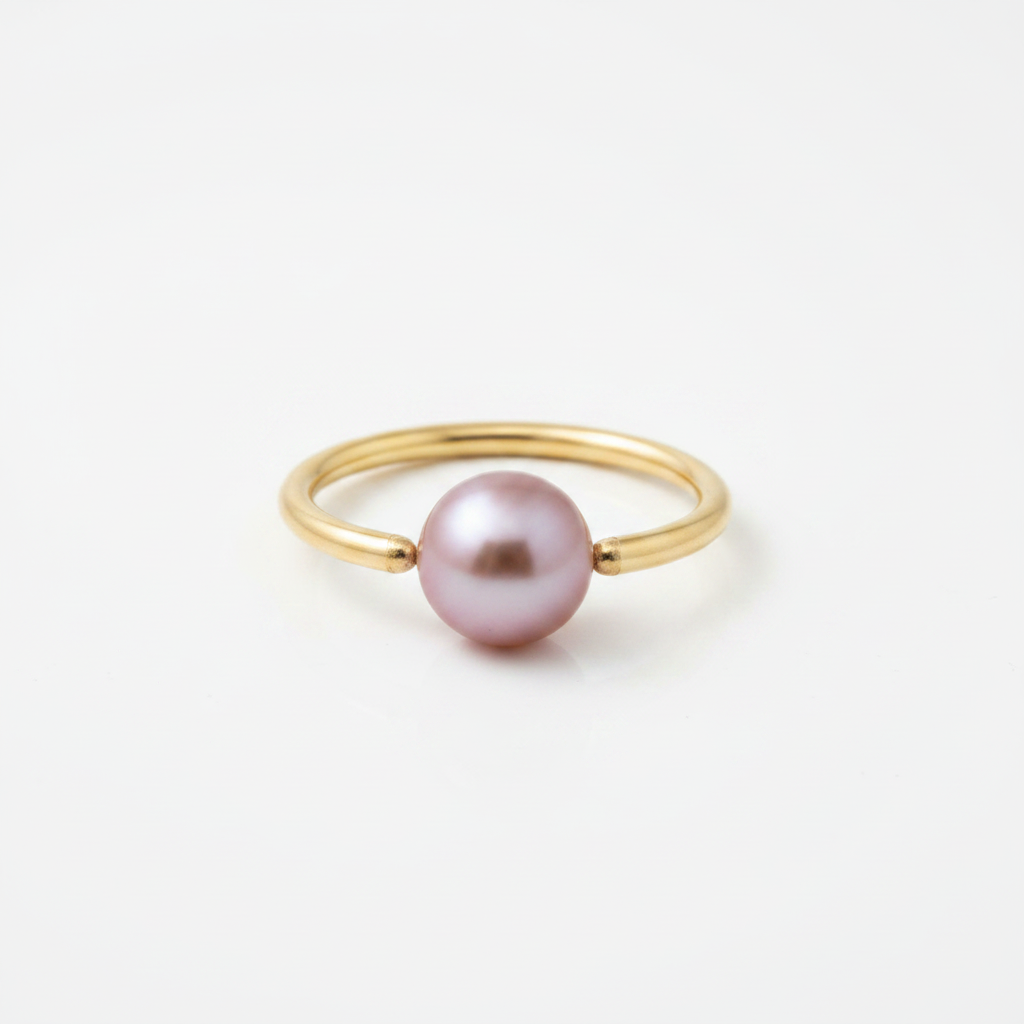 Lavender Pearl Captive Bead Ring CBR 16 ga Hoop - 14k Gold or Platinum