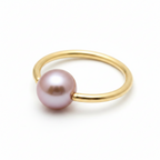 Lavender Pearl Captive Bead Ring CBR 16 ga Hoop - 14k Gold or Platinum