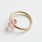 Captive Bead Ring CBR made with PINK Swarovski Crystal - 16 ga Hoop - 14k Gold or Platinum