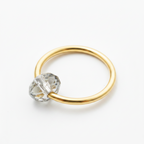 Captive Bead Ring CBR made with GRAY Swarovski Crystal - 16 ga Hoop - 14k Gold or Platinum