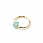 Captive Bead Ring CBR made with OPAL BLUE Swarovski Crystal - 16 ga Hoop - 14k Gold or Platinum