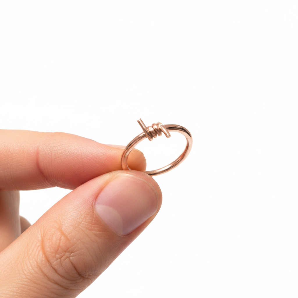 BARBED WIRE Captive Bead Ring CBR - 14k Gold or Sterling Silver