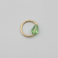 Captive Bead Ring CBR made with Light GREEN Swarovski Drop Crystal - 16 ga Hoop - 14k Gold or Platinum