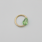 Captive Bead Ring CBR made with Light GREEN Swarovski Drop Crystal - 16 ga Hoop - 14k Gold or Platinum