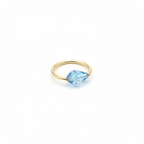 Captive Bead Ring CBR made with Lt BLUE Swarovski Drop Crystal - 16 ga Hoop - 14k Gold or Platinum