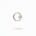 Captive Bead Ring CBR made with AB Clear Swarovski Drop Crystal - 14 ga Hoop - 14k Gold or Platinum